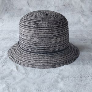 Target Bucket Bow Gray Textured Womens Vacation Beach Hat.